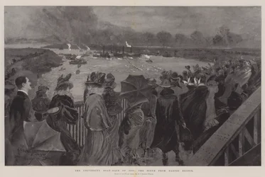 The University Boat-Race of 1901, the Scene from Barnes Bridge